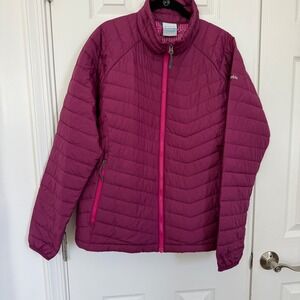 Columbia Interchange Quilted Puffer Jacket Magenta Thermal Coil Women's XL EUC